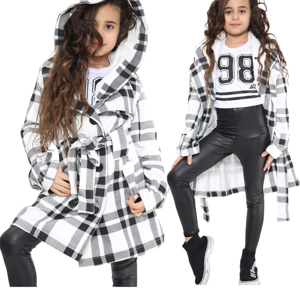 Plaid Hooded Kids Coat